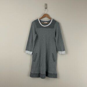 Faherty Gray Terry Knit Crew Neck Sweatshirt Dress Size Small
